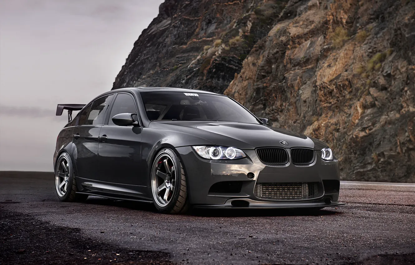 Photo wallpaper rock, BMW, BMW, 335i, front, E90, 3 Series