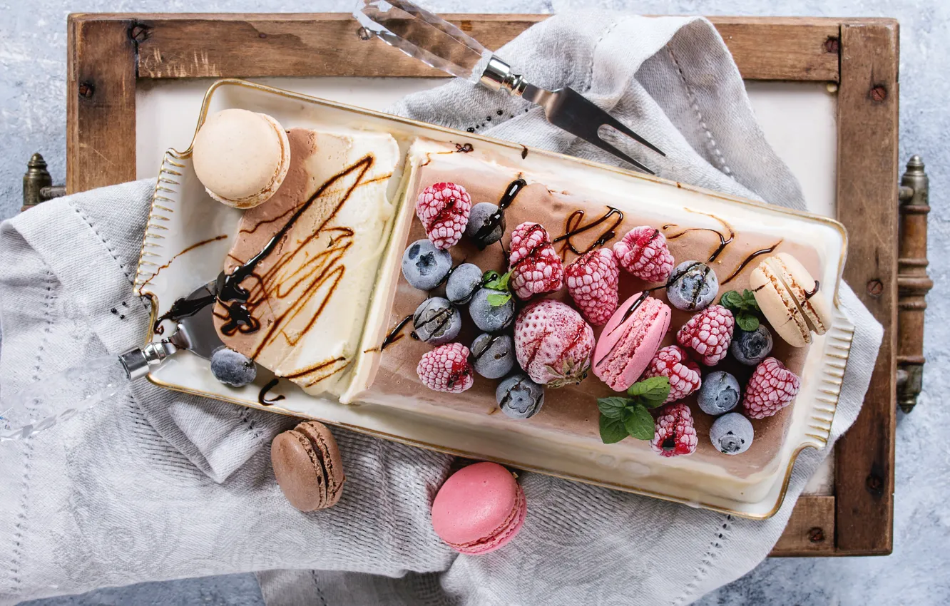 Photo wallpaper berries, cookies, ice cream, cake, dessert, Natasha Breen