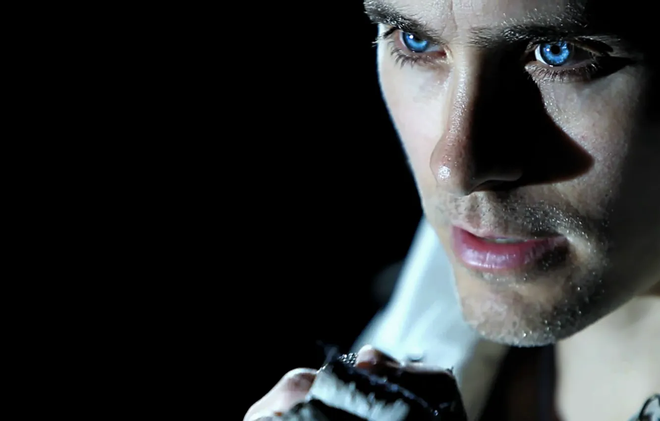Photo wallpaper face, blue eyes, singer, Jared Leto