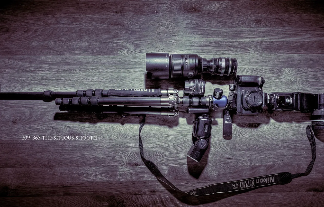 Photo wallpaper weapons, camera, tripod