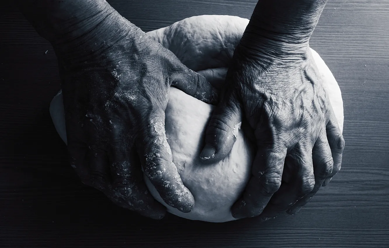 Photo wallpaper hands, bread, the dough