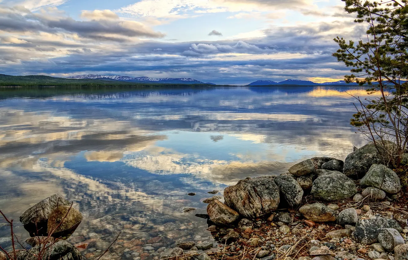 Photo wallpaper the sky, landscape, lake