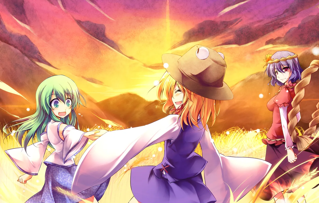 Photo wallpaper touhou, Kochi Have Done The Art, Moriya Suwako, Yasaka Kanako