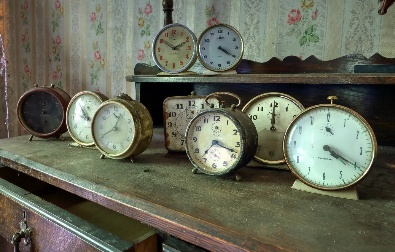 Photo wallpaper time, table, watch