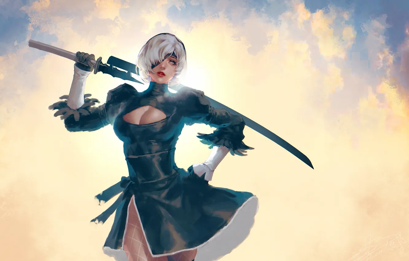 Photo wallpaper games, artist, digital art, artwork, Nier Automata, 2017 Games