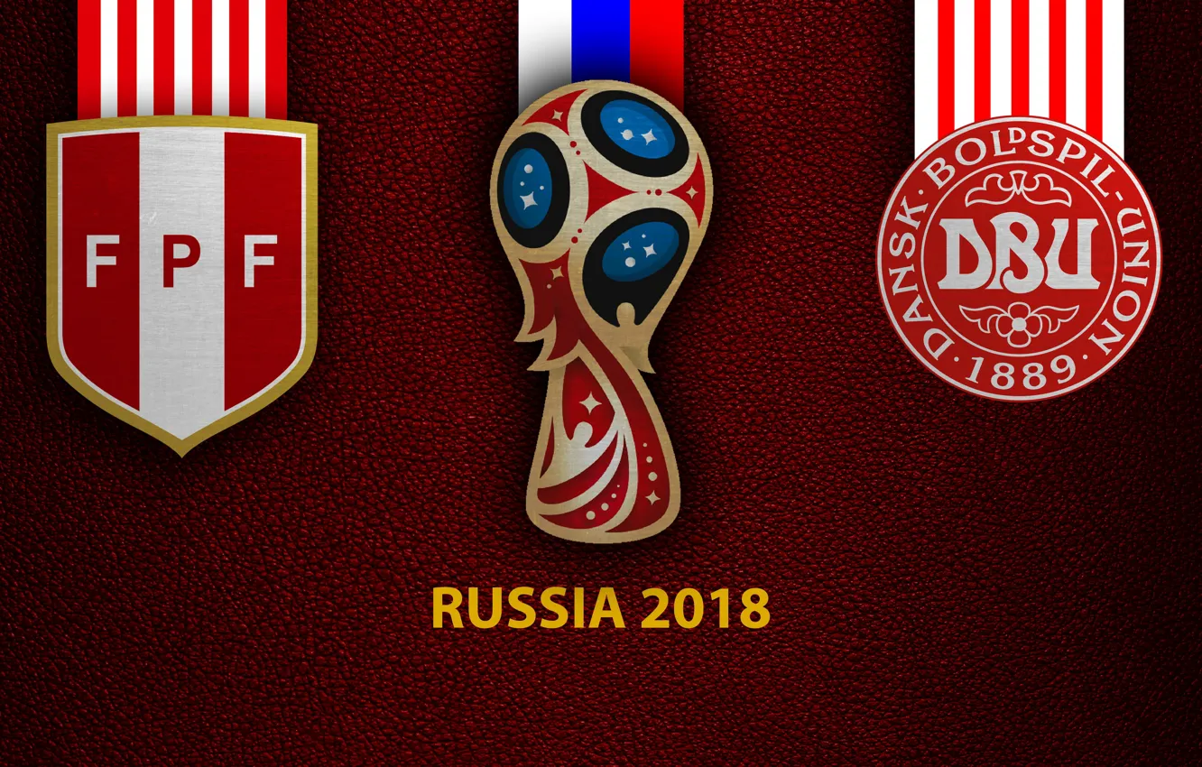 Photo wallpaper wallpaper, sport, logo, football, FIFA World Cup, Russia 2018, Peru vs Denmark