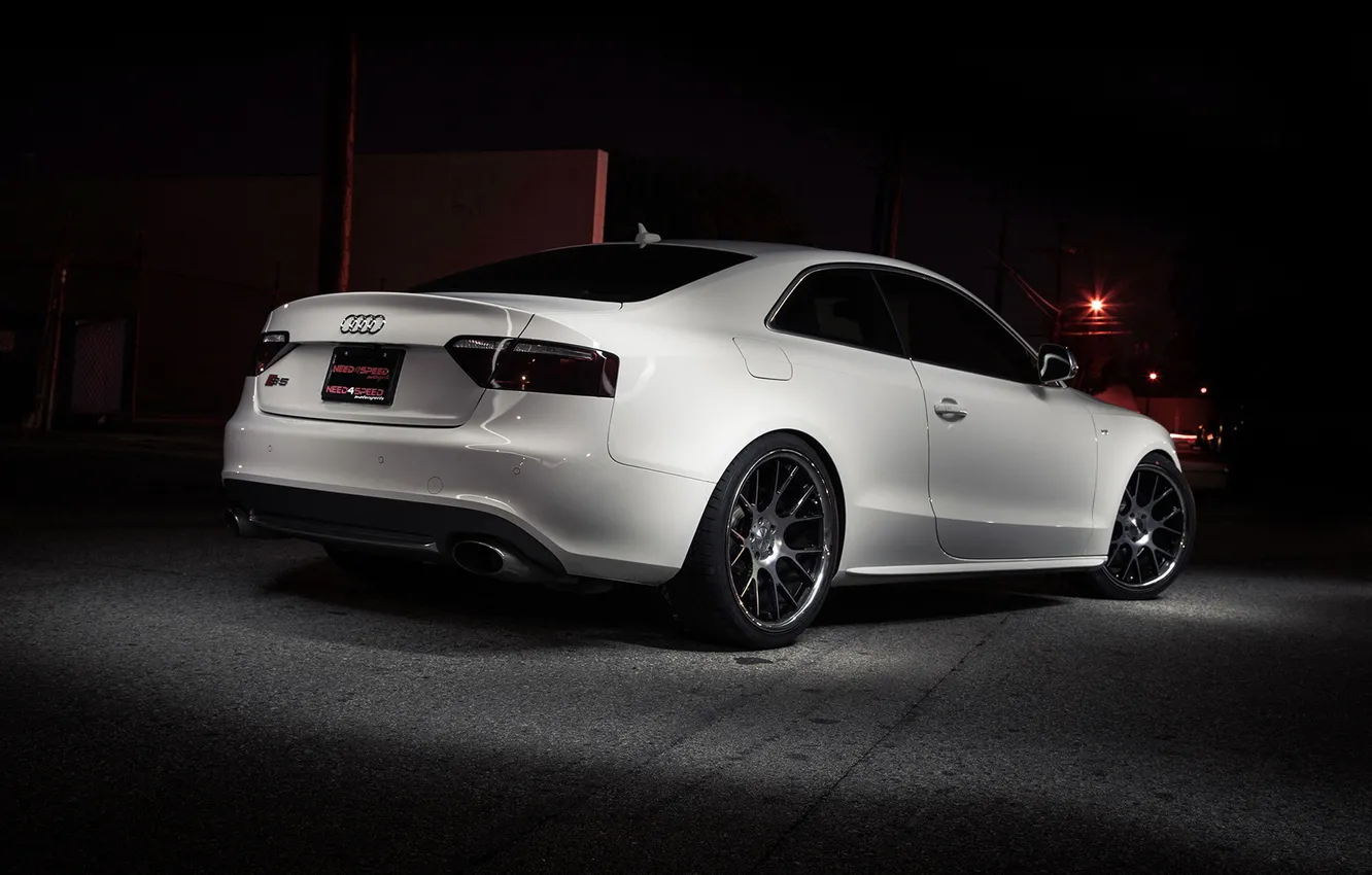 Photo wallpaper white, night, Audi, tuning, coupe, back