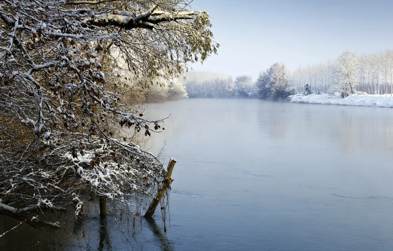 Photo wallpaper winter, landscape, lake