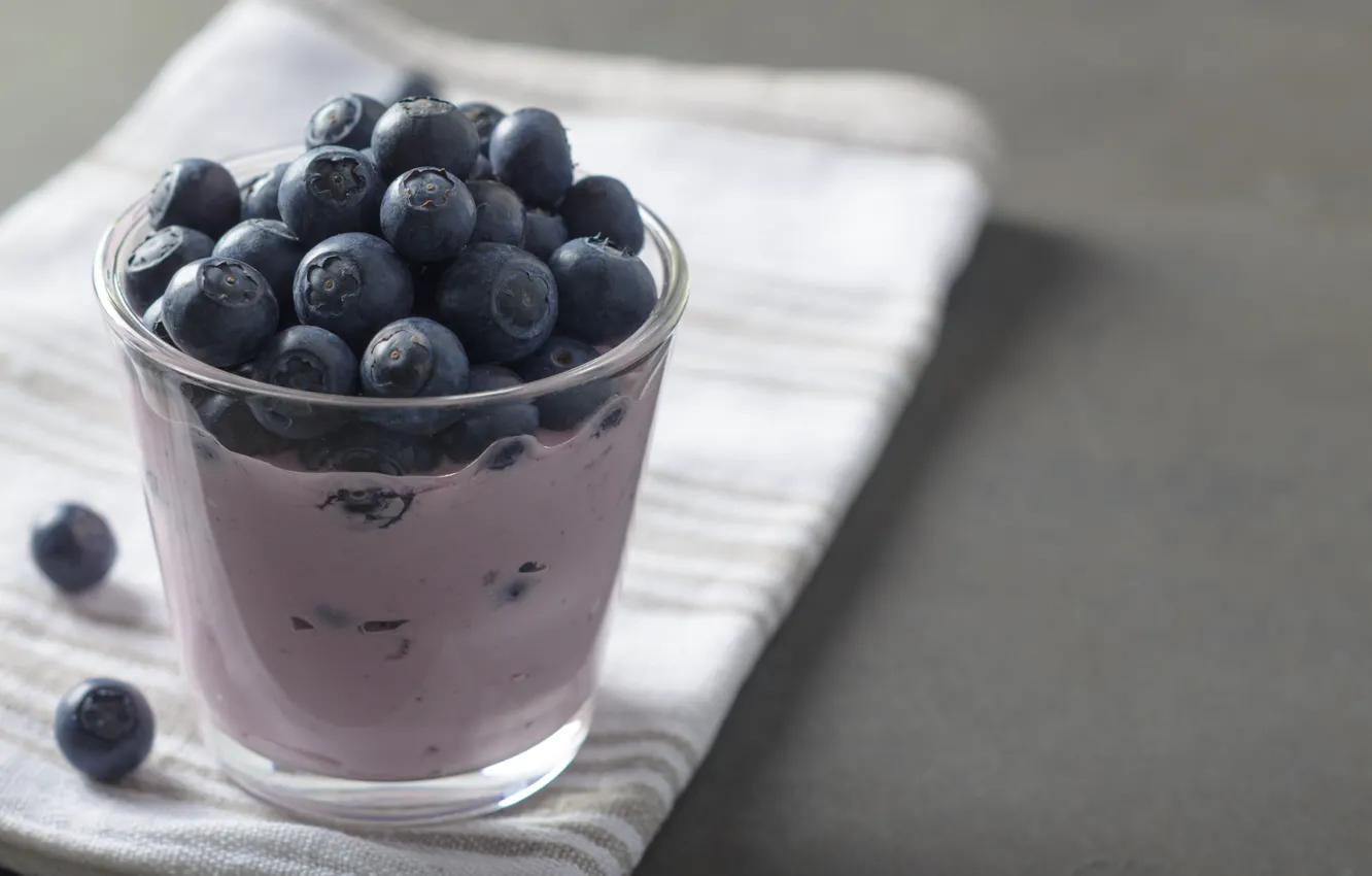 Photo wallpaper blueberries, berry, yogurt