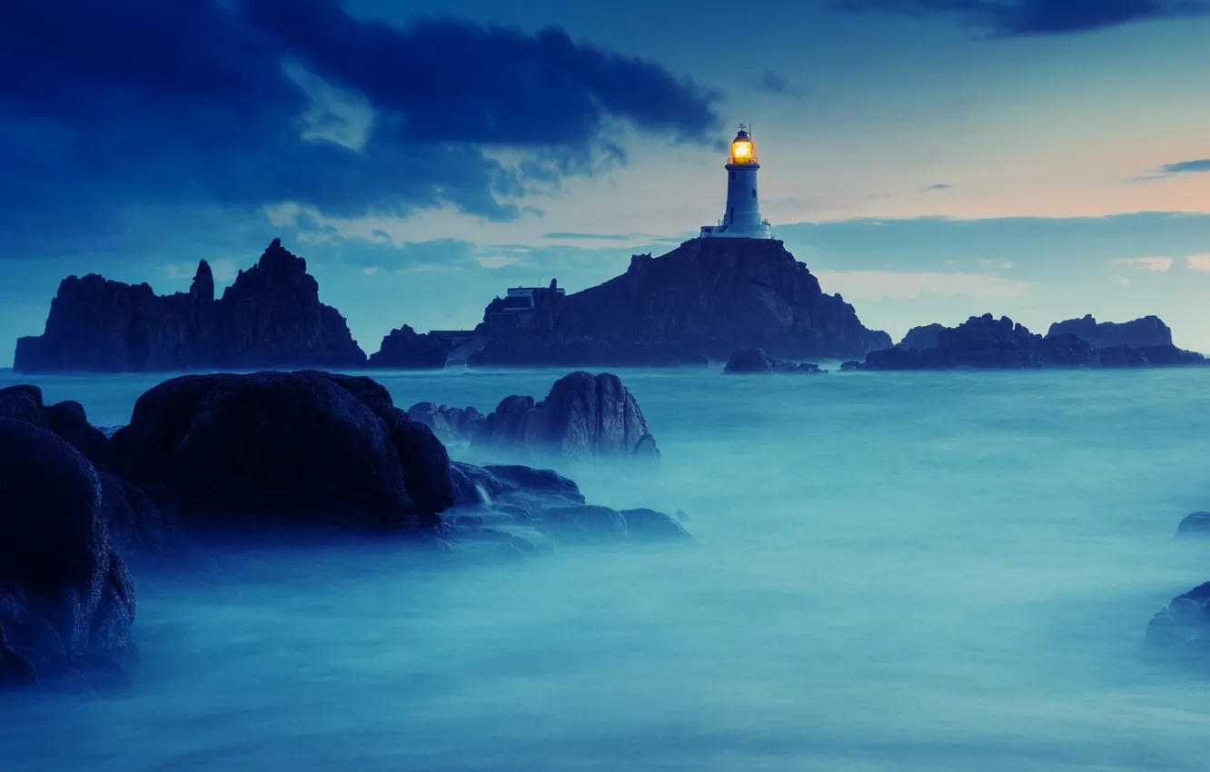 Photo wallpaper nature, stones, the ocean, rocks, lighthouse