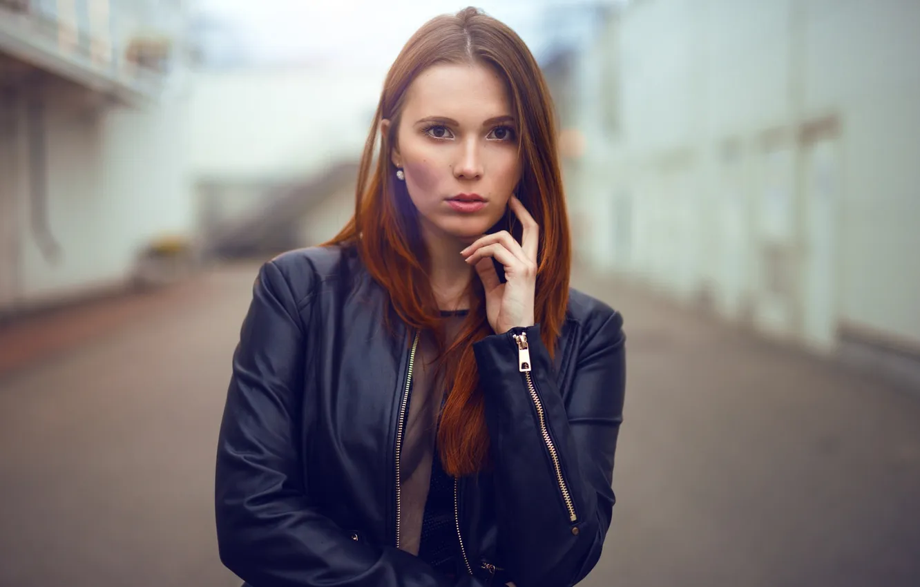 Photo wallpaper look, pose, model, portrait, hands, makeup, jacket, hairstyle