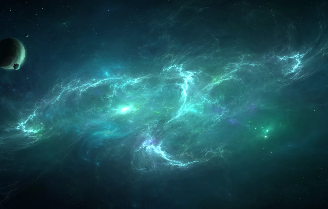 Photo wallpaper stars, nebula, the moon, planet, constellation, nebula