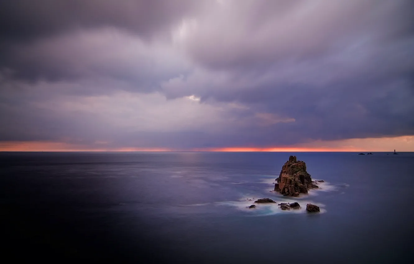 Photo wallpaper sea, rocks, Clouds, horizon