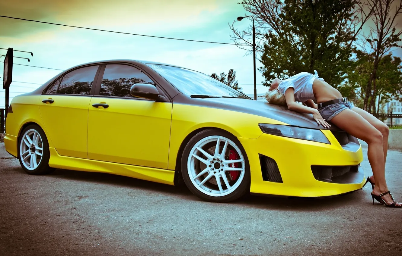 Photo wallpaper girl, Honda, Accord