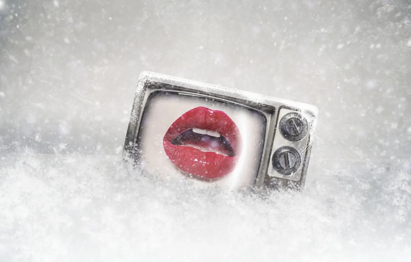 Photo wallpaper background, TV, lips