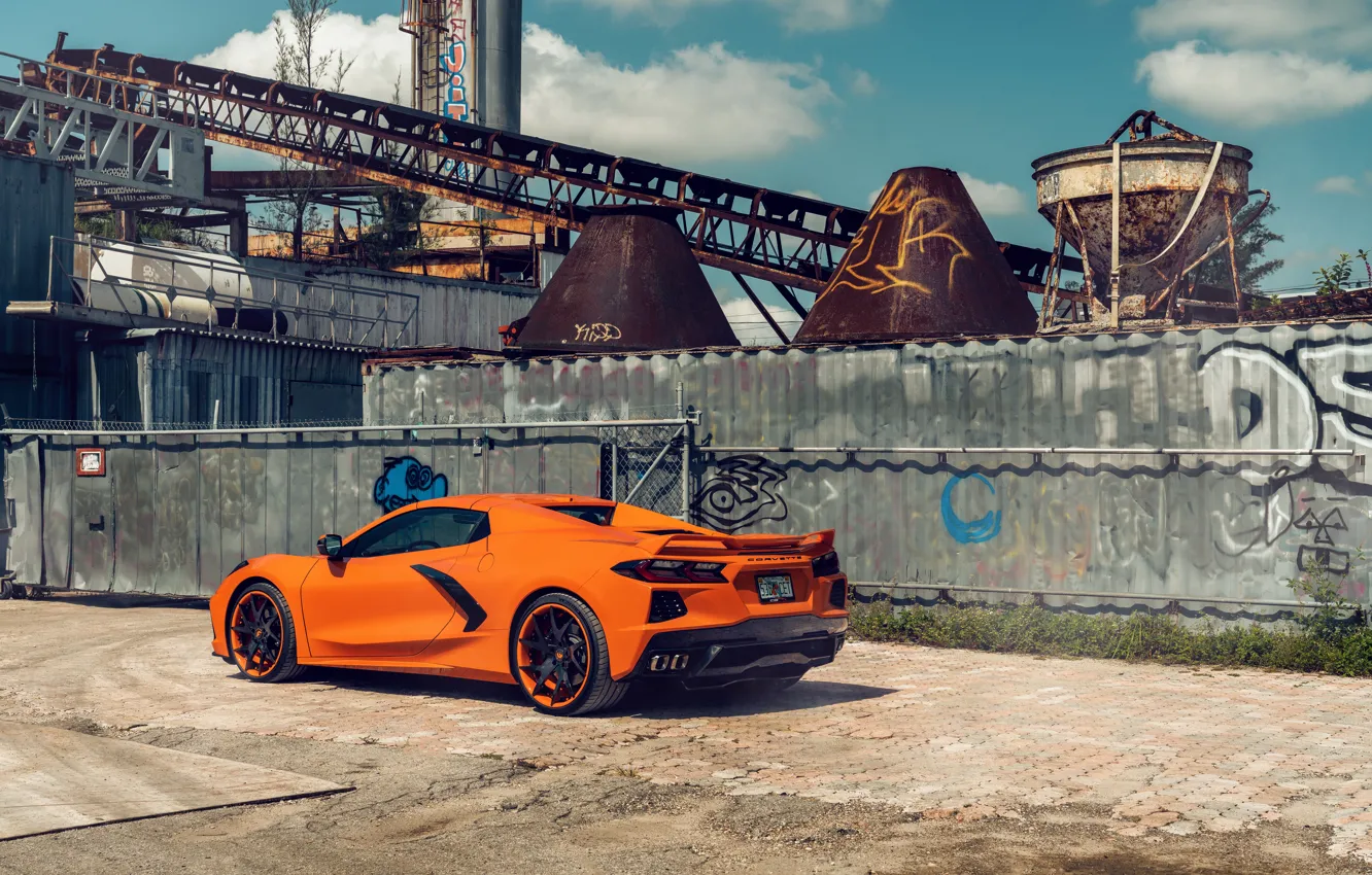 Photo wallpaper wallpaper, Miami, Chevrolet Corvette, Orange C8