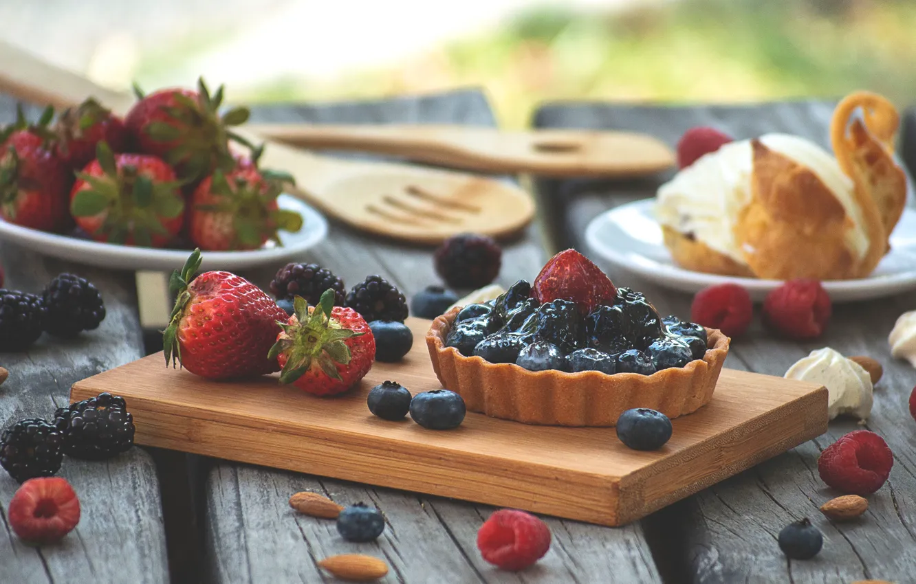 Photo wallpaper berries, dessert, tartlets