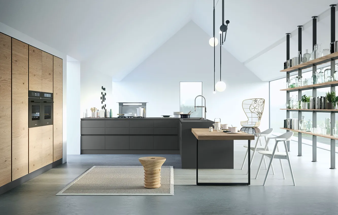 Photo wallpaper room, interior, kitchen, modern