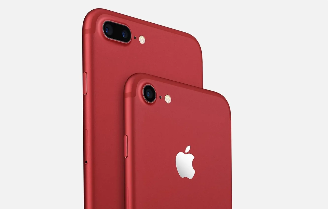 Photo wallpaper iPhone, apple, logo, smartphone, iPhone 7, iPhone 7 Plus Red, iPhone Red, iPhone 7 Red