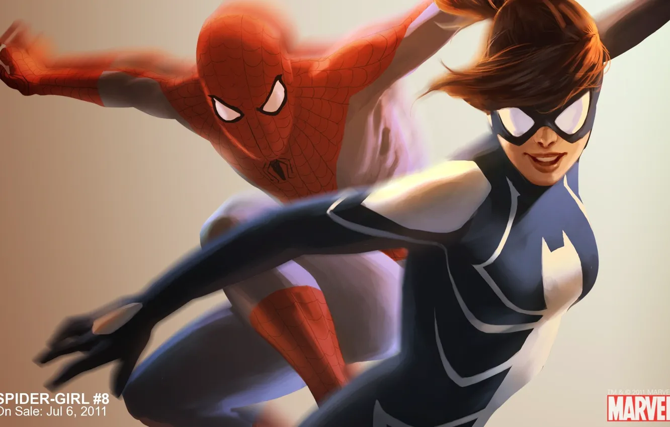 Photo wallpaper Marvel, spider-man, Spider Man, spider girl, Spider Girl