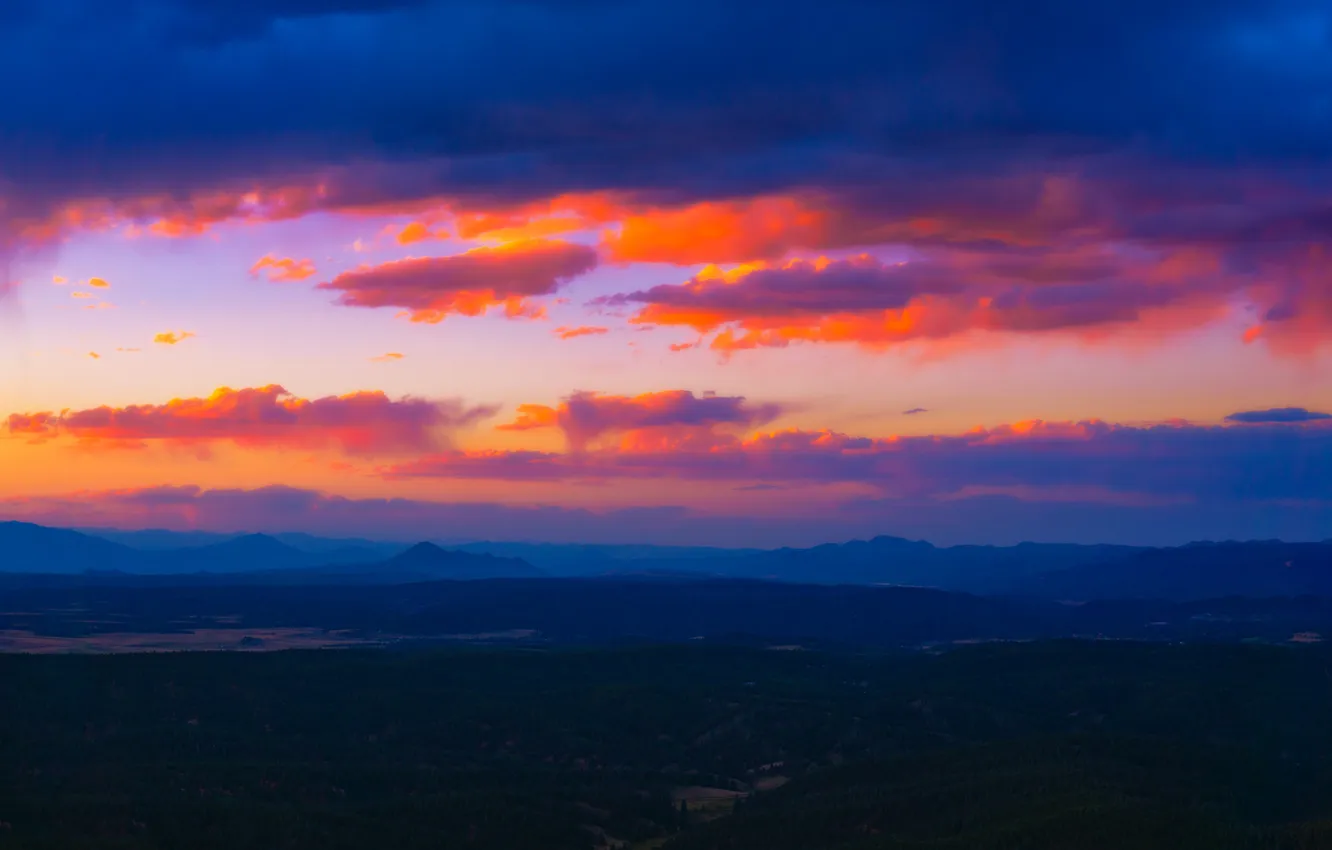 Photo wallpaper clouds, landscape, nature, multicolored sky