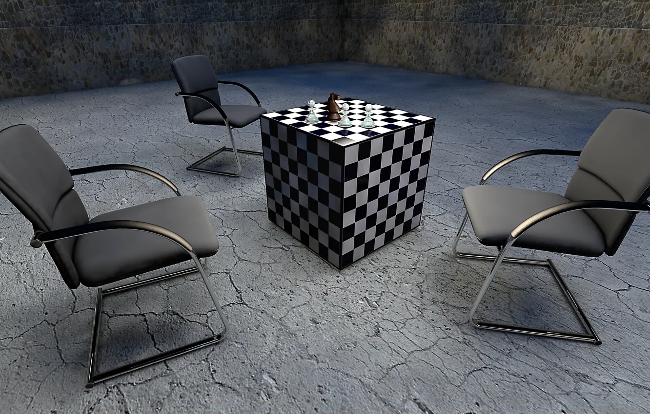 Photo wallpaper chairs, club, cells, cube, figure, shahmay