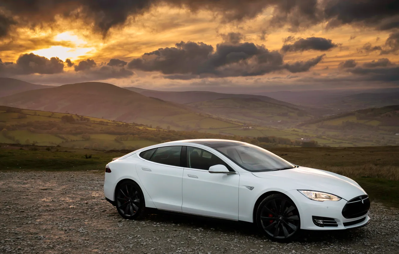 Photo wallpaper white, Tesla, Model S, P85