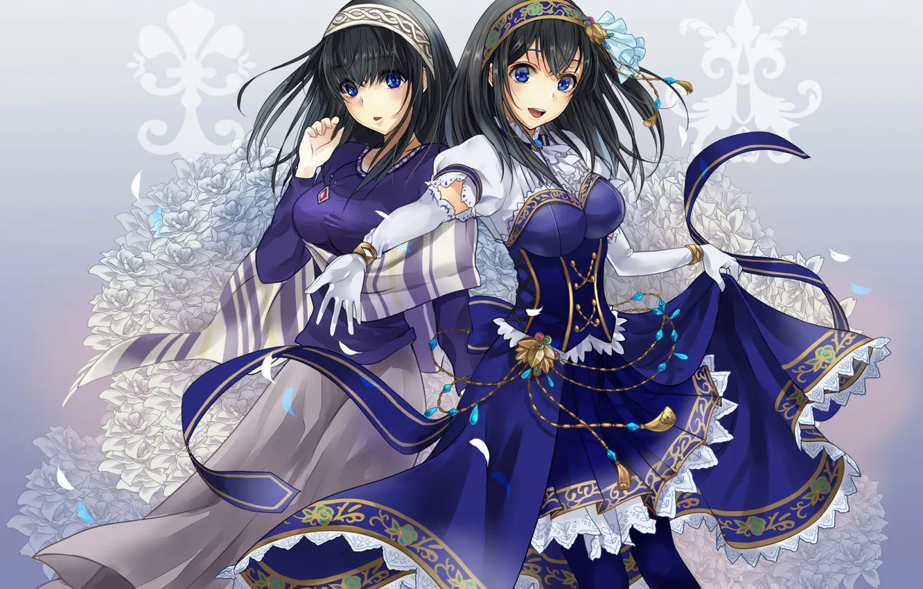 Photo wallpaper sexy, long hair, dress, girls, anime, blue eyes, beautiful, pretty