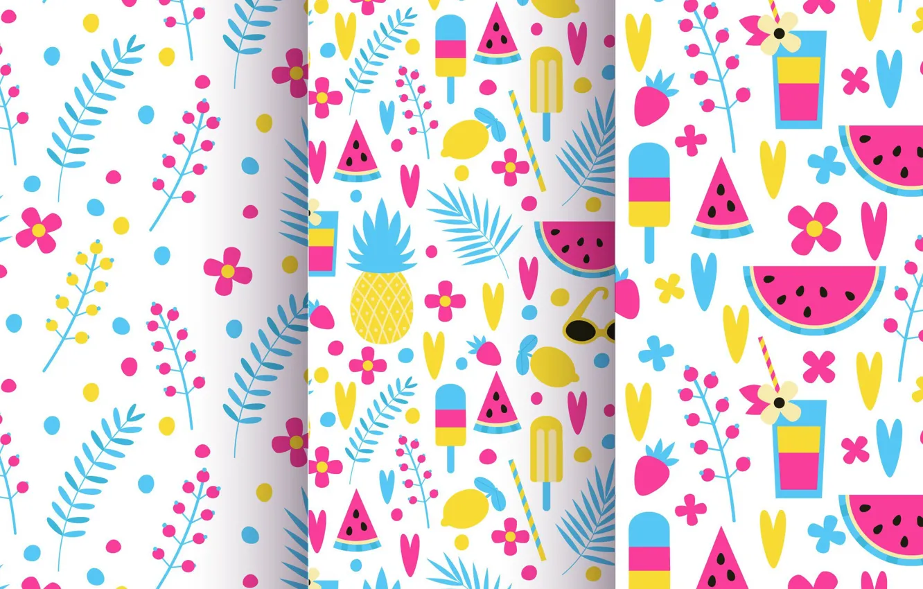 Photo wallpaper texture, colorful, fruit, patterns, flowers, fruits