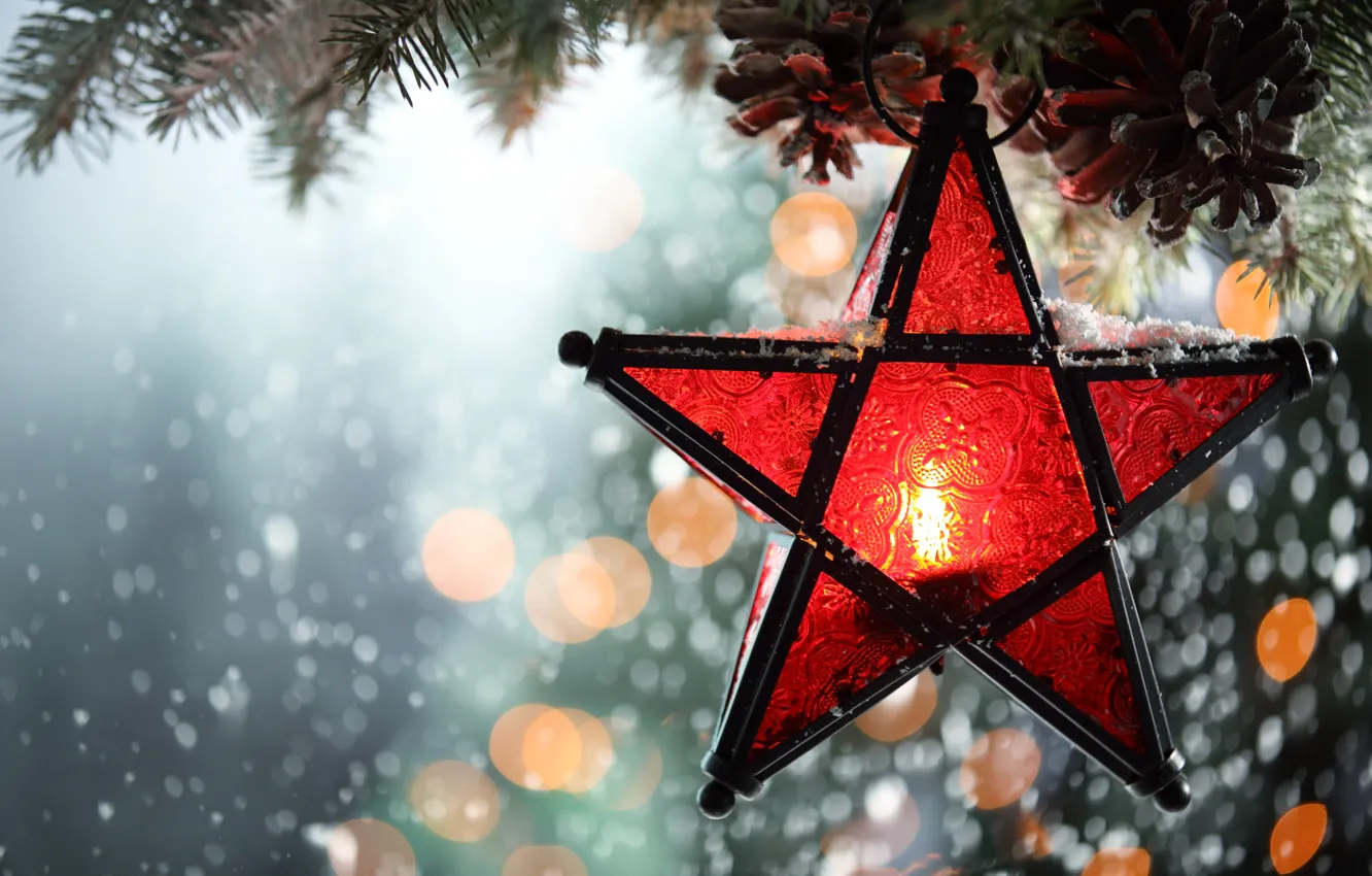 Photo wallpaper winter, snow, new year, Christmas, light, Christmas, winter, snow