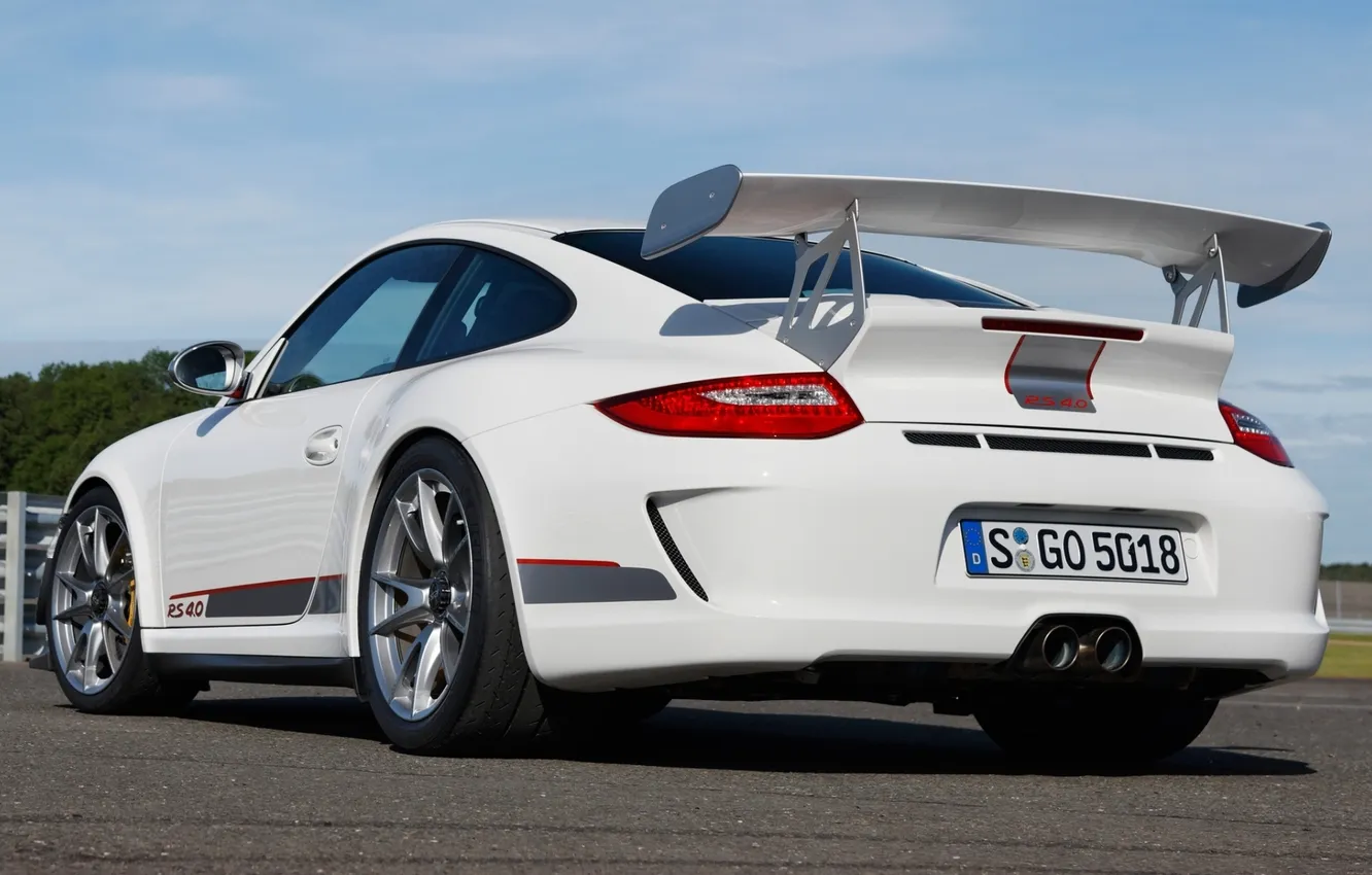 Photo wallpaper white, 911, 997, Porsche, Porsche, rear view, GT3, GT3
