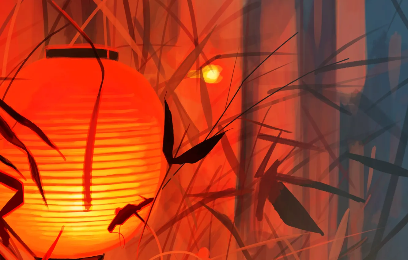 Photo wallpaper grass, art, flashlight