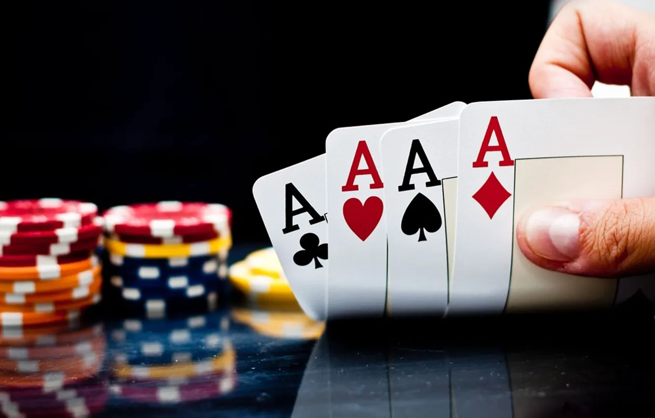 Photo wallpaper card, casino, 4 aces