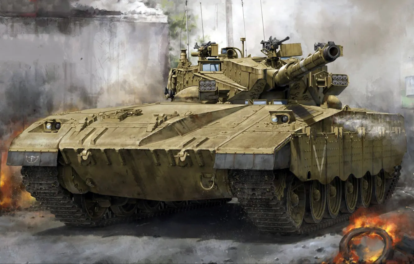 Photo wallpaper main battle tank, the composition of the MSA included a thermal imager, Merkava Mk.2B