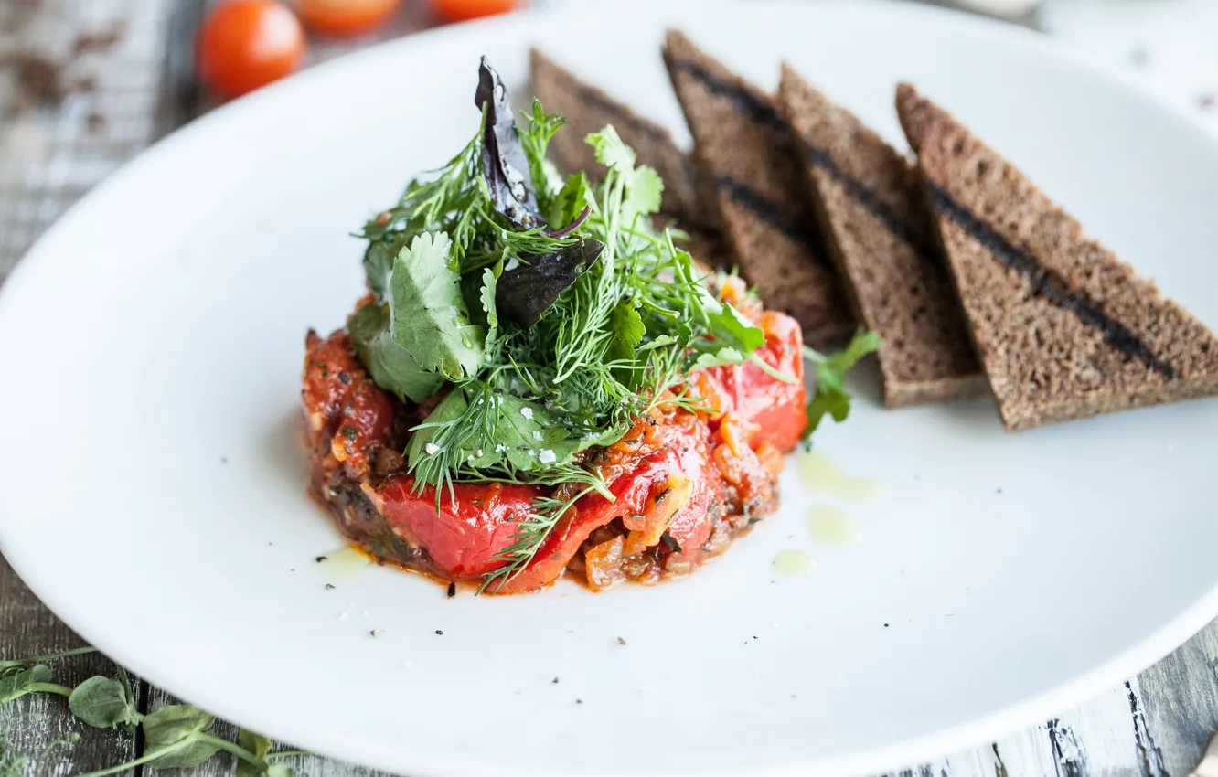 Photo wallpaper greens, salad, croutons