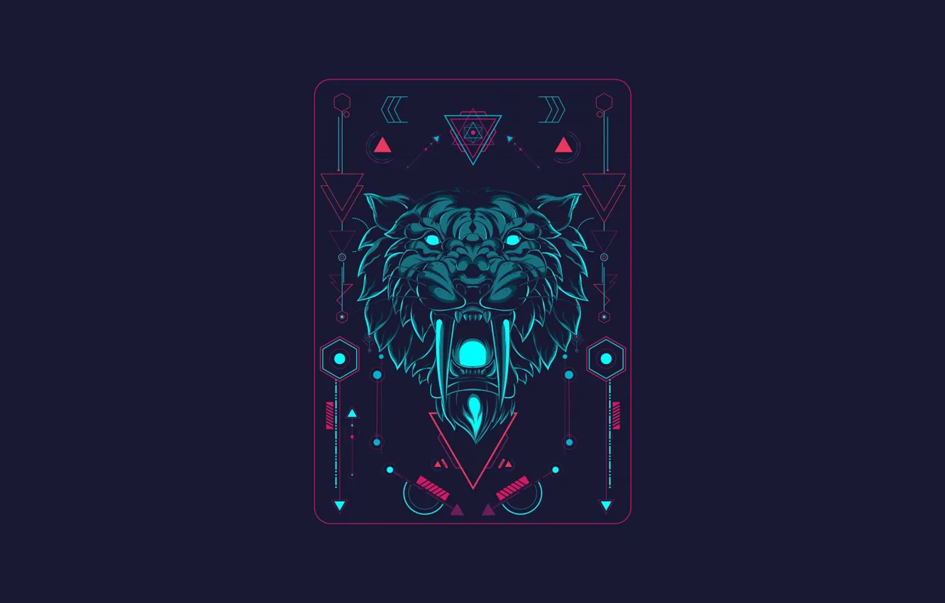 Photo wallpaper tiger, style, background, minimalism, art, fangs, style, art