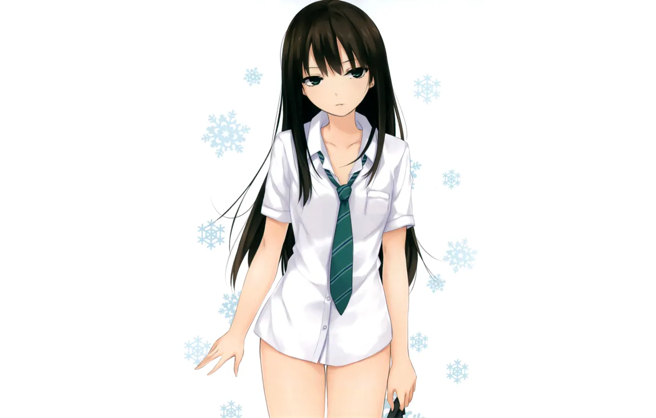 Photo wallpaper girl, sexy, green eyes, long hair, anime, beautiful, pretty, attractive