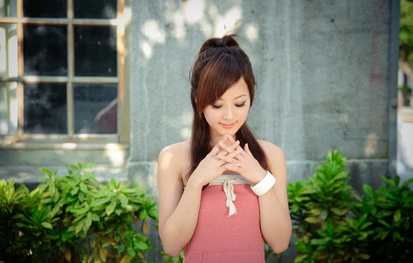 Photo wallpaper girl, smile, Asian