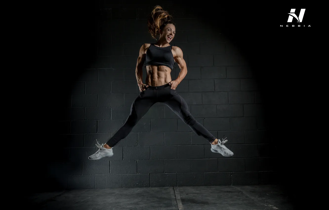 Photo wallpaper jump, fitness, abs