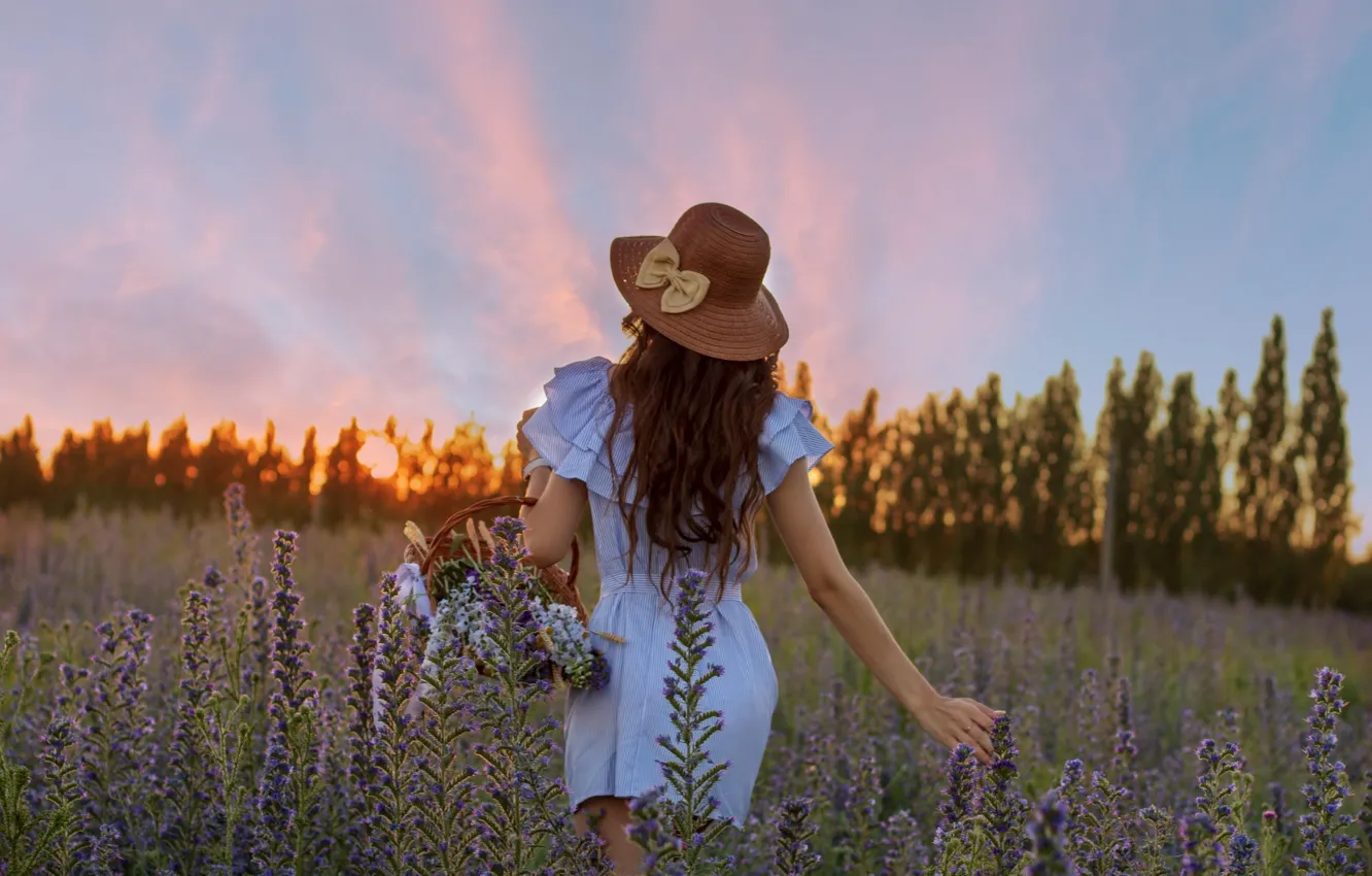 Photo wallpaper girl, nature, hat, dress, Yana Savina, Jan Owl