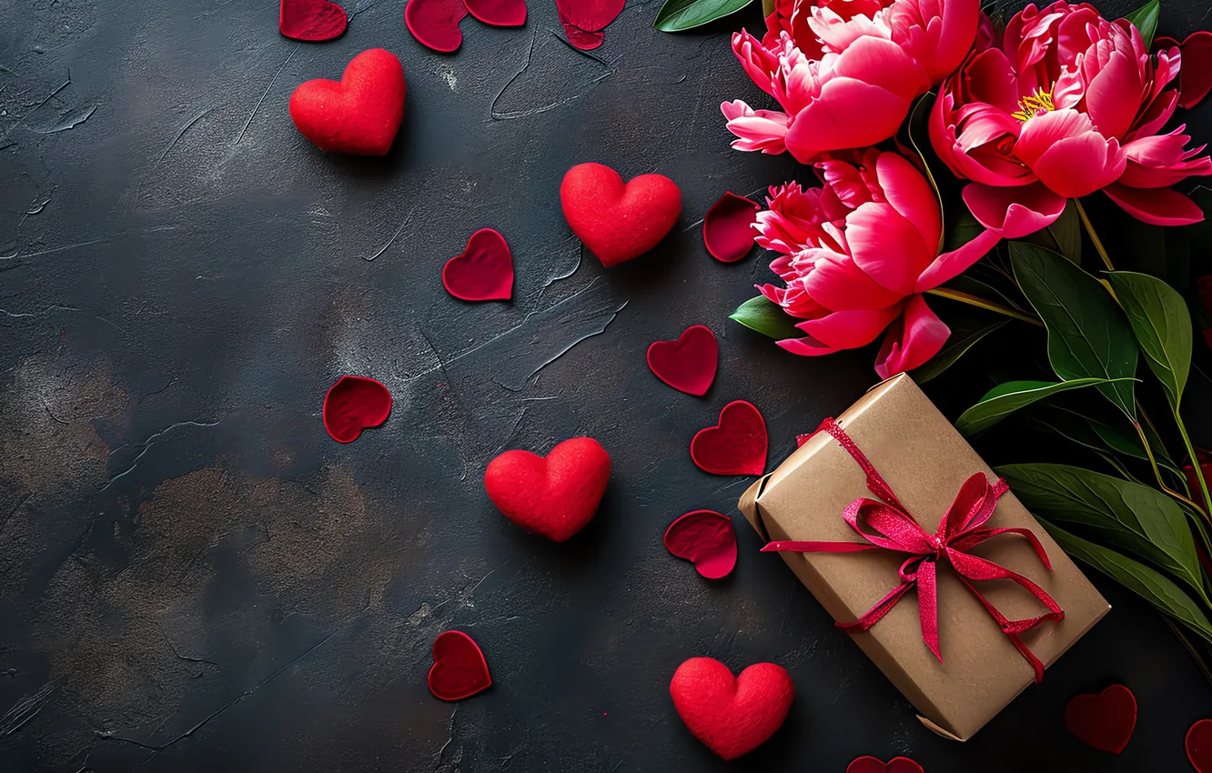 Photo wallpaper love, flowers, gift, romance, love, Valentine's day, heart, flowers
