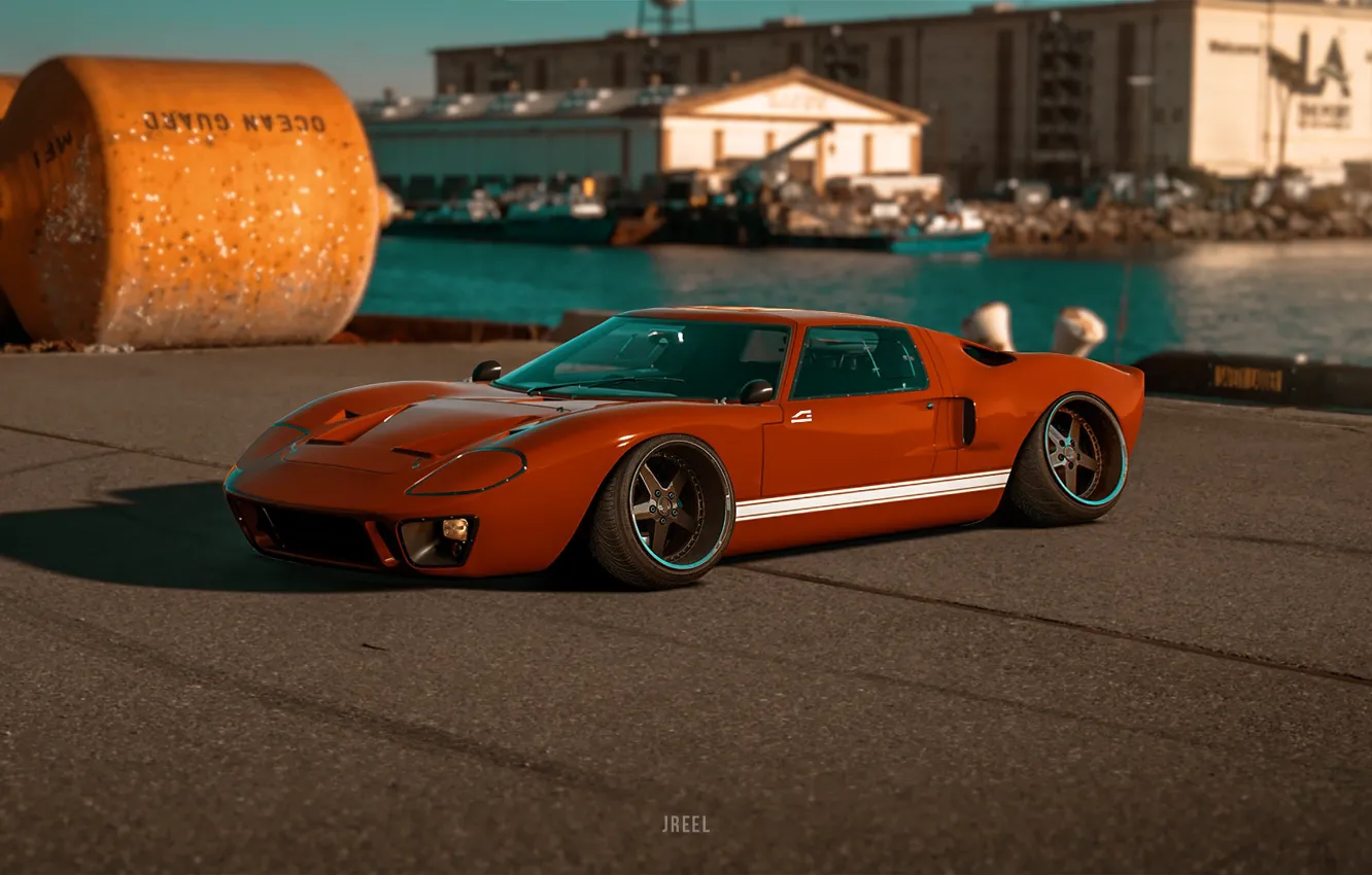 Photo wallpaper machine, auto, red, rendering, Ford, Ford GT, Concept Art, GT40
