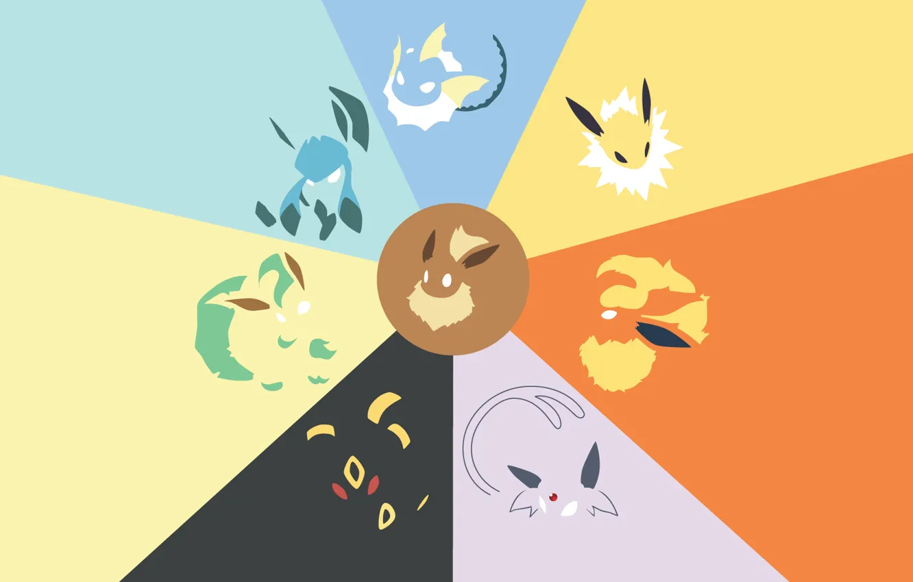 Photo wallpaper Minimalism, Pokemon, Lifeon, Espeon, Glaceon, evolution Evie, Vaporeon, Flareon