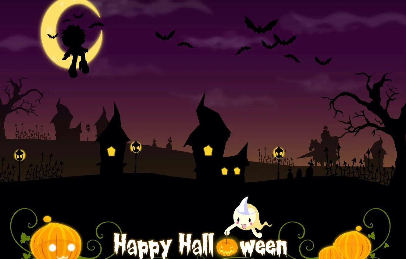 Photo wallpaper night, the city, holiday, shadow, a month, Halloween, Halloween