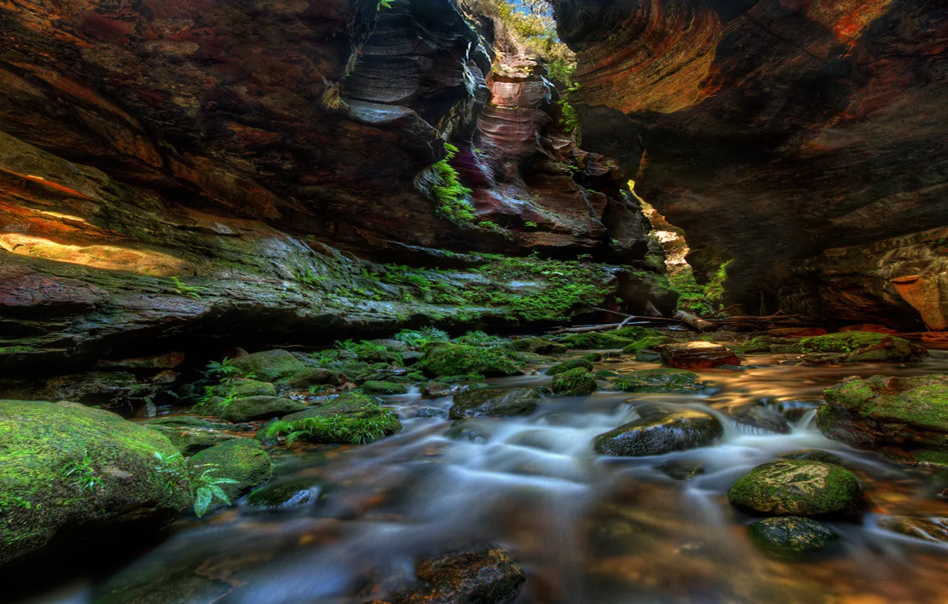 Photo wallpaper water, nature, stream, stones, rocks, Australia, canyon