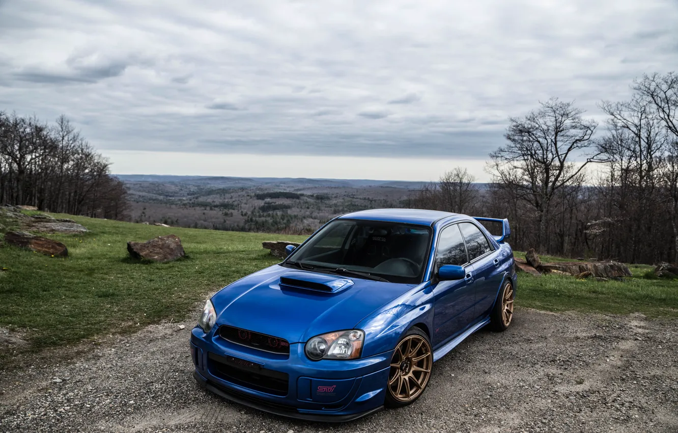 Photo wallpaper Subaru, Impreza, WRX, Blue, STI, Rally Legend