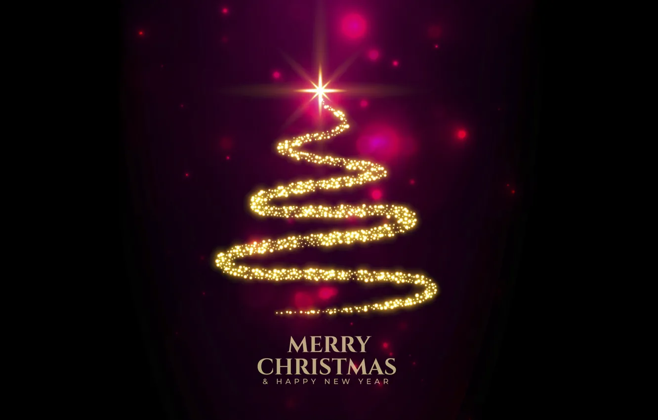 Photo wallpaper decoration, gold, tree, Christmas, dark, New year, golden, christmas