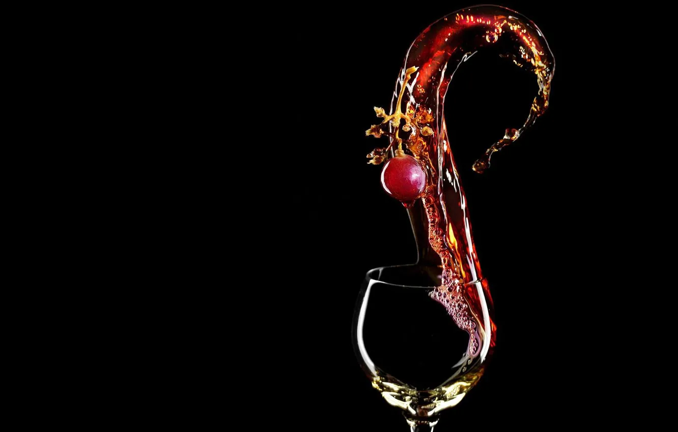 Photo wallpaper wine, glass, cherry