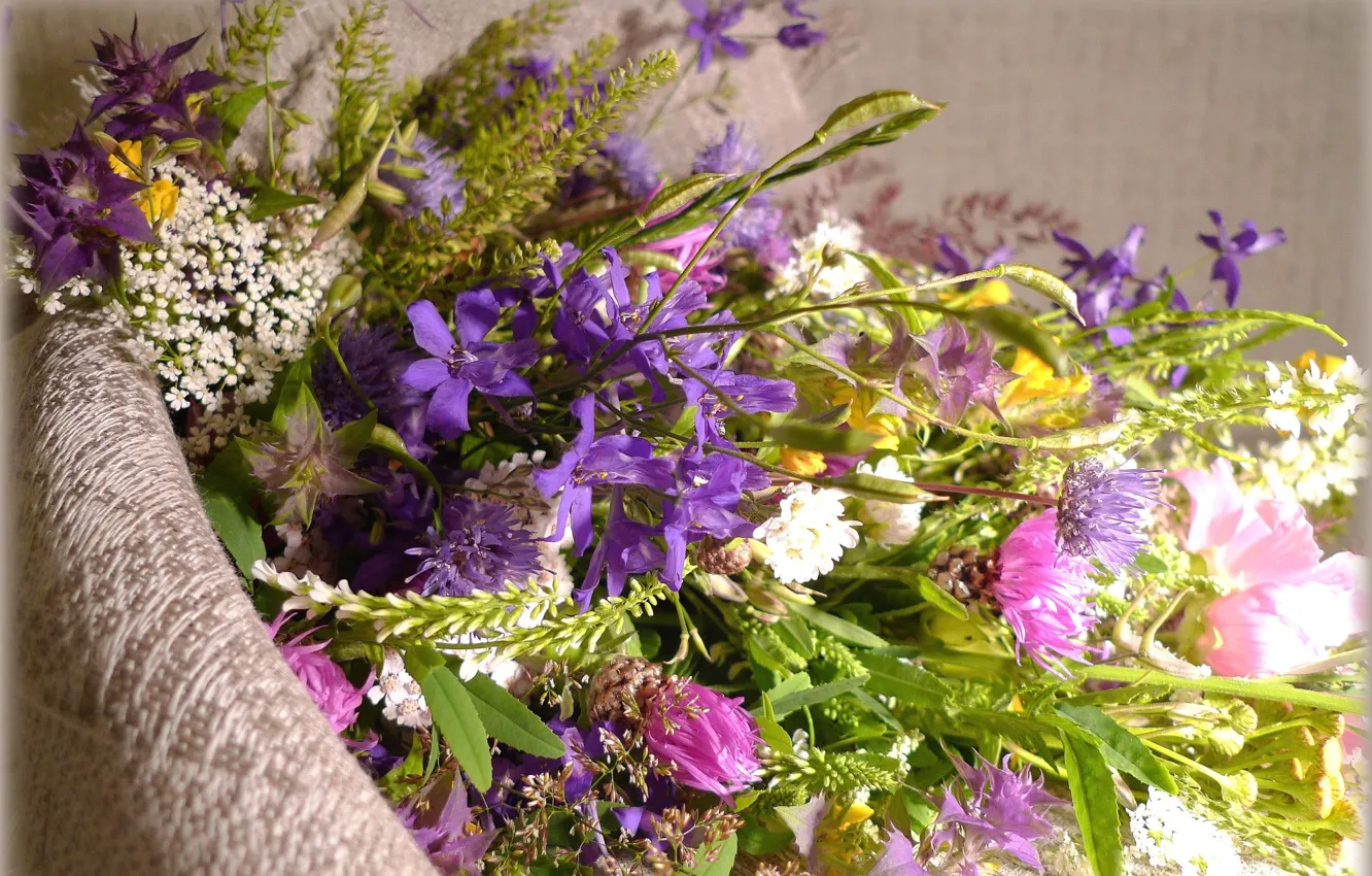 Photo wallpaper flowers, bouquet, wildflowers