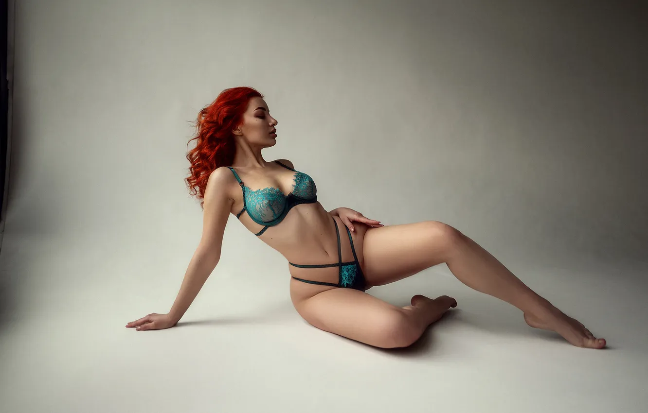 Photo wallpaper girl, pose, underwear, red